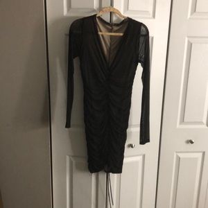 Fashionnova cocktail mini dress. Ruching on front and back. Drawstring at bottom